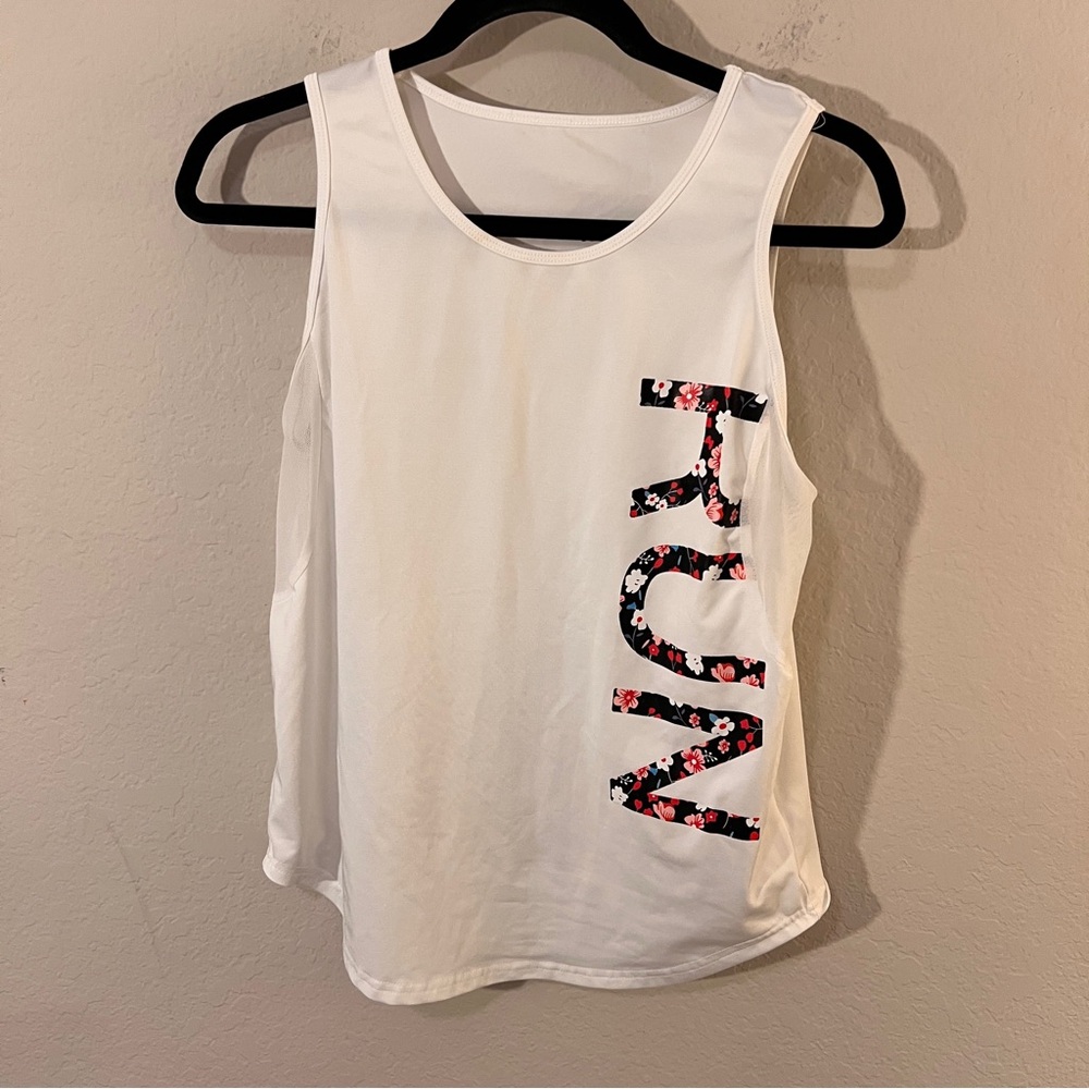 SHEIN White Athletic Tank Top Mesh Detail Racerback Size S